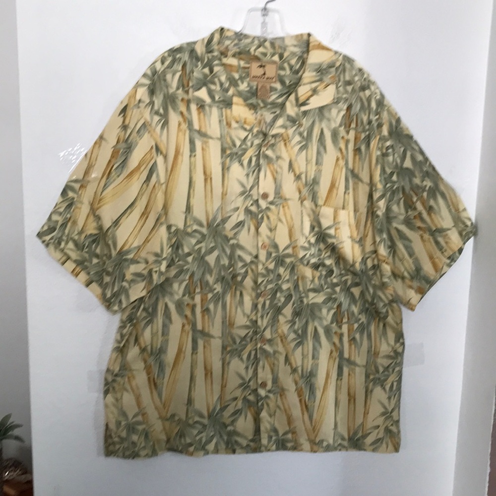 JAMAICA JAXX 100% SILK BUTTON DOWN HAWAIIAN SHIRT SIZE L NWOT EXCELLENT COND.